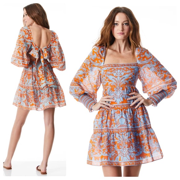ALICE + OLIVIA Rowen Tiered Square Neck Babydoll Dress